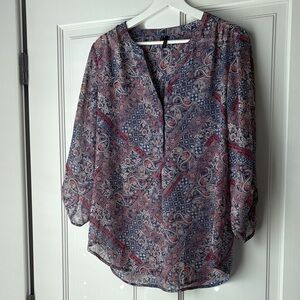 Maurices Paisley Print Blouse - Red and Blue
